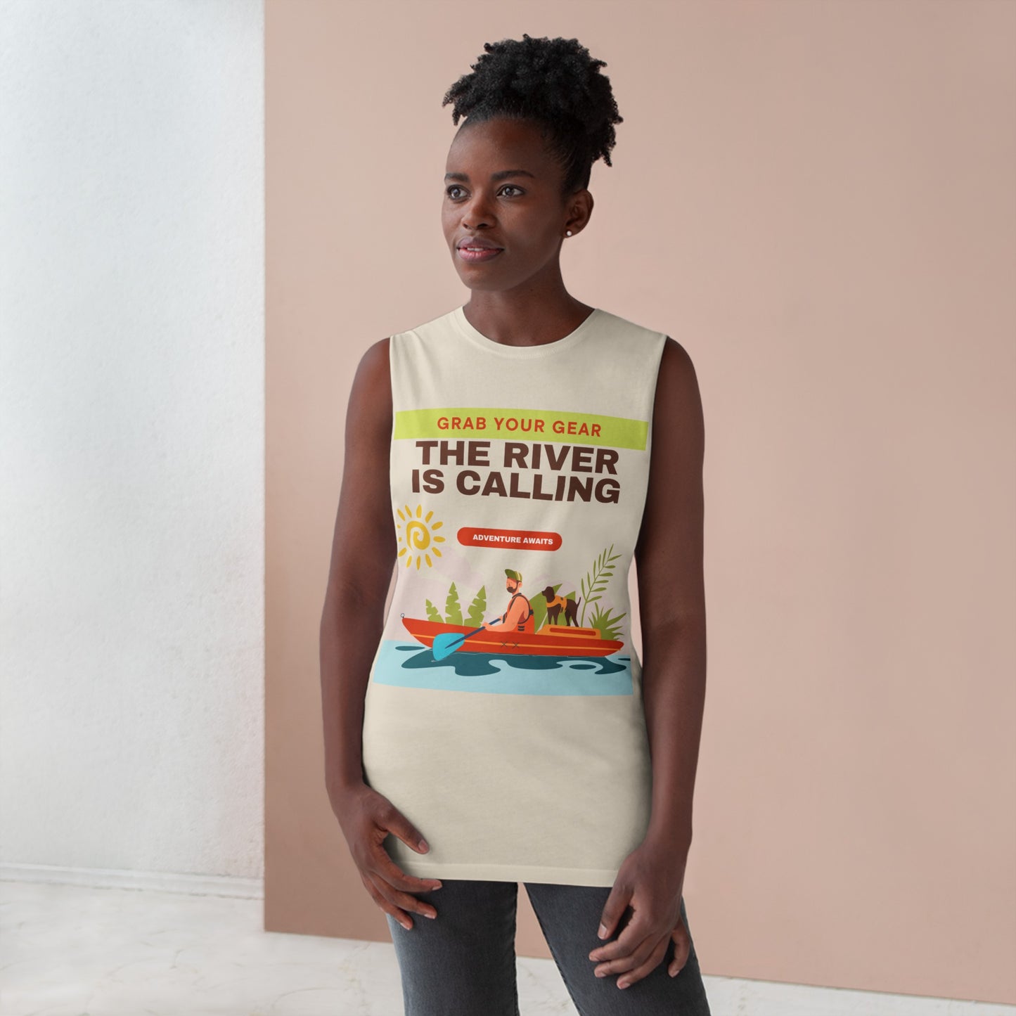 The River Calls!  Unisex Barnard Tank is what you gift the river lover in your tribe or family!