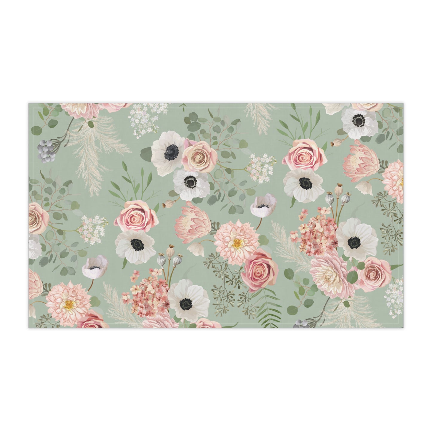 Pretty in Pink!  Light Green and Pink Floral/Kitchen Towel