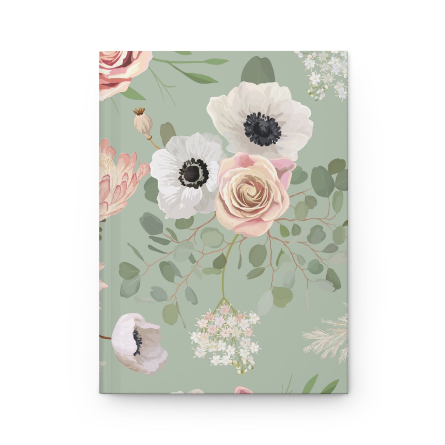 Pretty in Pink Hardcover Journal in matte finish. Pairs beautifully with our tea towel of the same popular design on light, green background. Nice size.