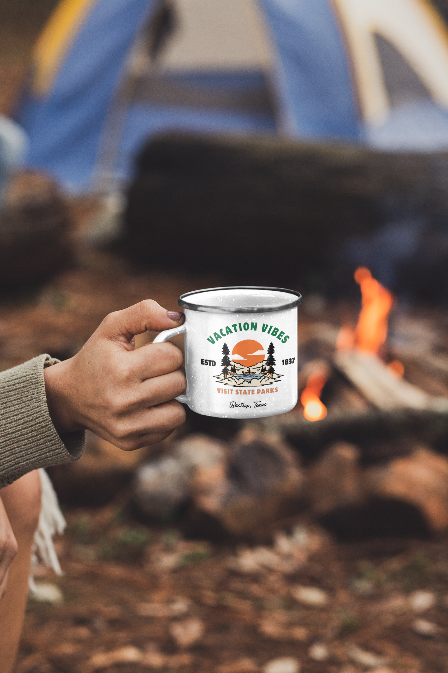 Bastrop, Texas  Lost Pines enamel mug